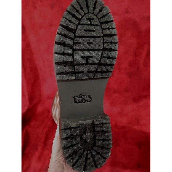 Coach Rain Boots Size 10B Tan & Dark Brown With Pink Floral Print NOB - Picture 5 of 9